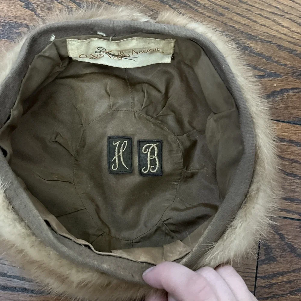 Vintage SAKS FIFTH AVENUE Soft Rabbit Fur Hat Cap - Cream, Tan, Brown Tones 20